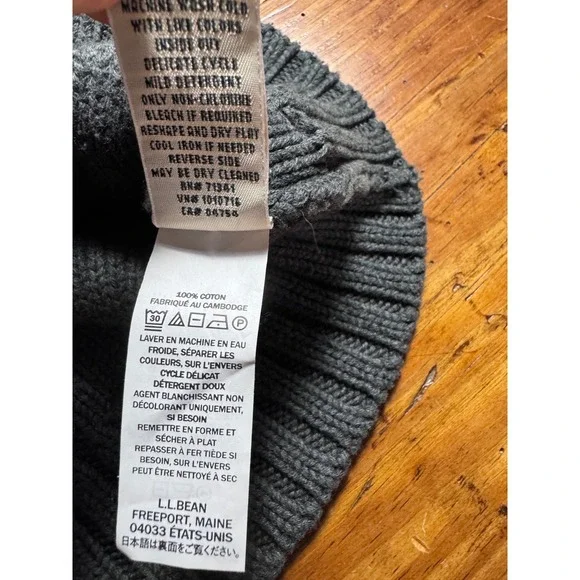LL Bean Cable Knit Cardigan Women's Large Gray 100% Cotton Full Button Front - Picture 10 of 10